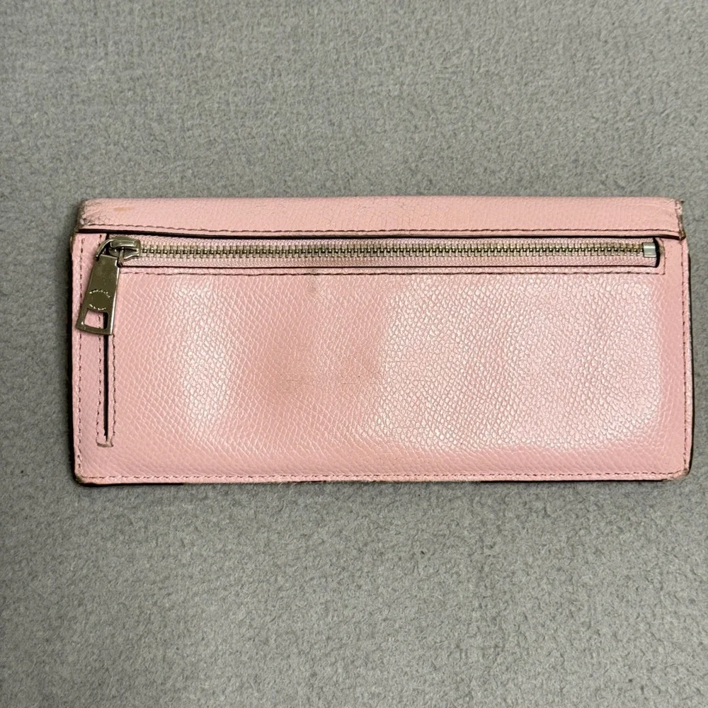Coach Wallet Women OS Pink Crossgrain Leather Slim Envelope Signature Logo
